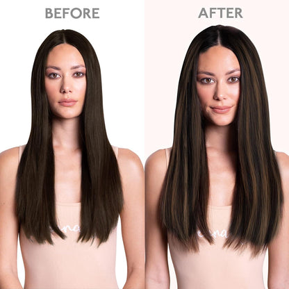Clip in Echthaar Extensions 40cm Balayage Schwarz-Braun
