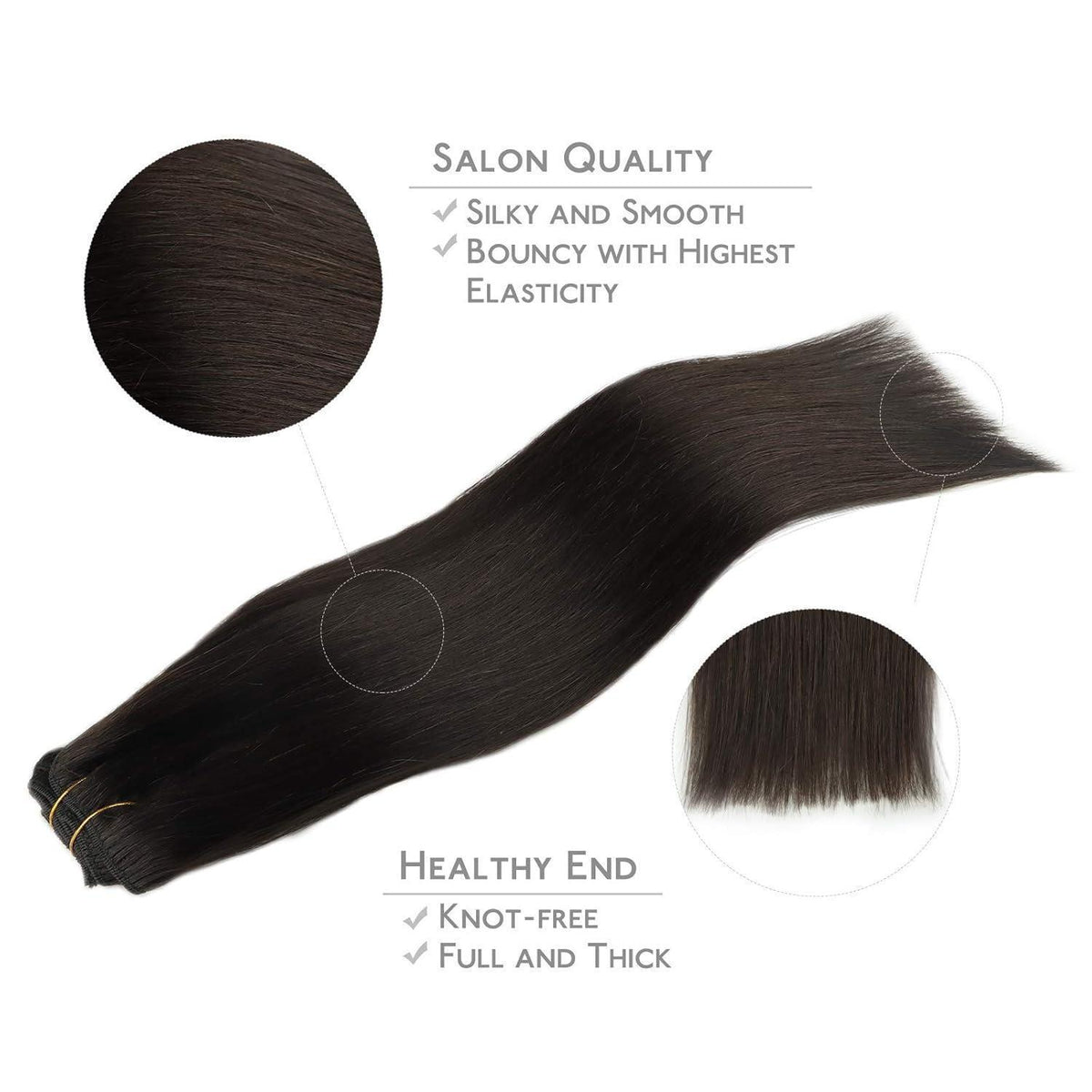 Echthaar Clip-Ins Dunkelbraun 60cm 120g