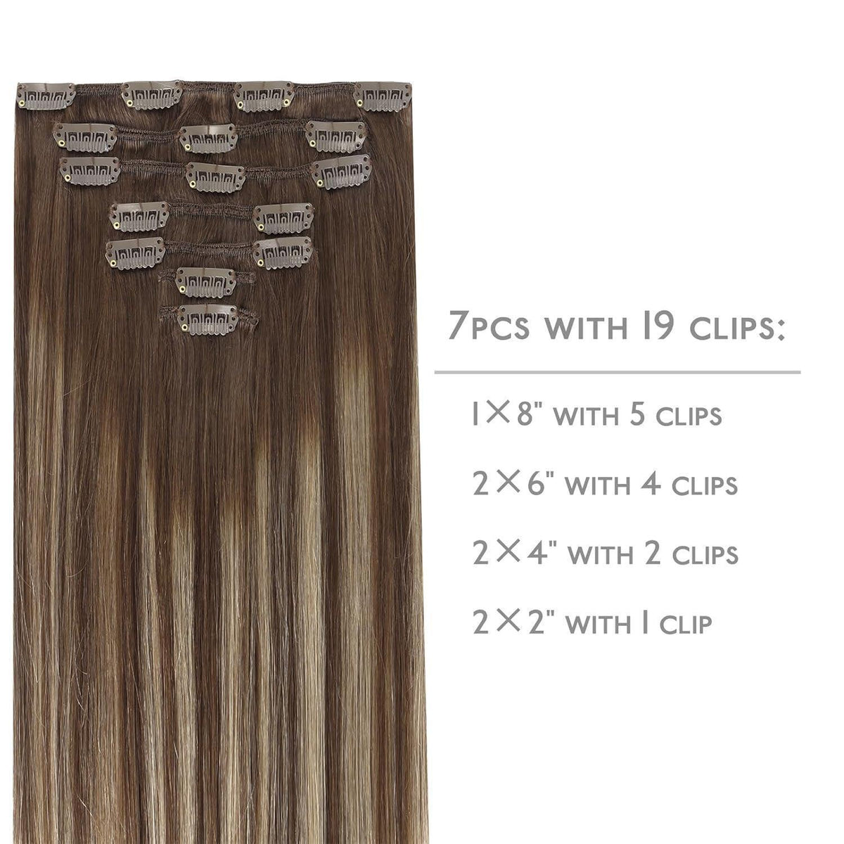 Clip-in Echthaarverlängerung Balayage Schoko-Blond 35cm