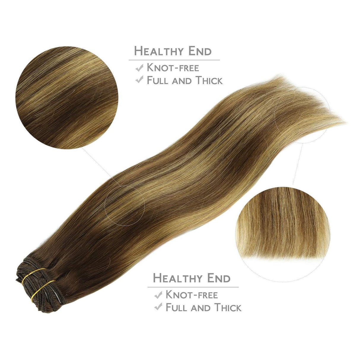 Clip in Echthaarverlängerung Balayage Schoko-Karamell