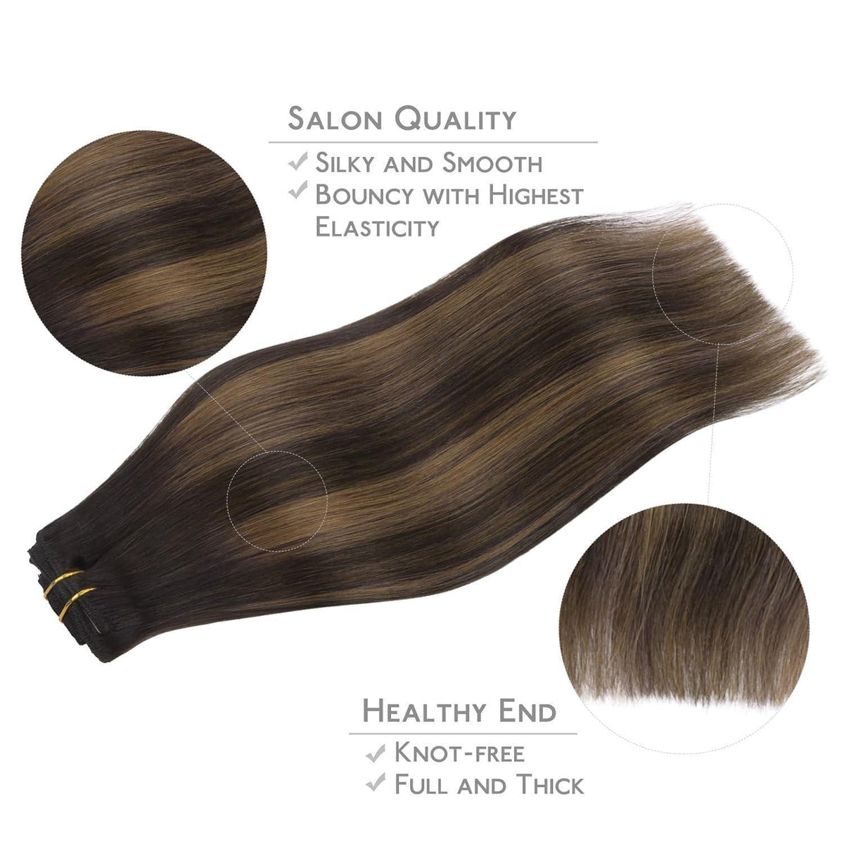 Clip-in Echthaarverlängerungen Balayage Dunkelbraun zu Kastanienbraun 35cm