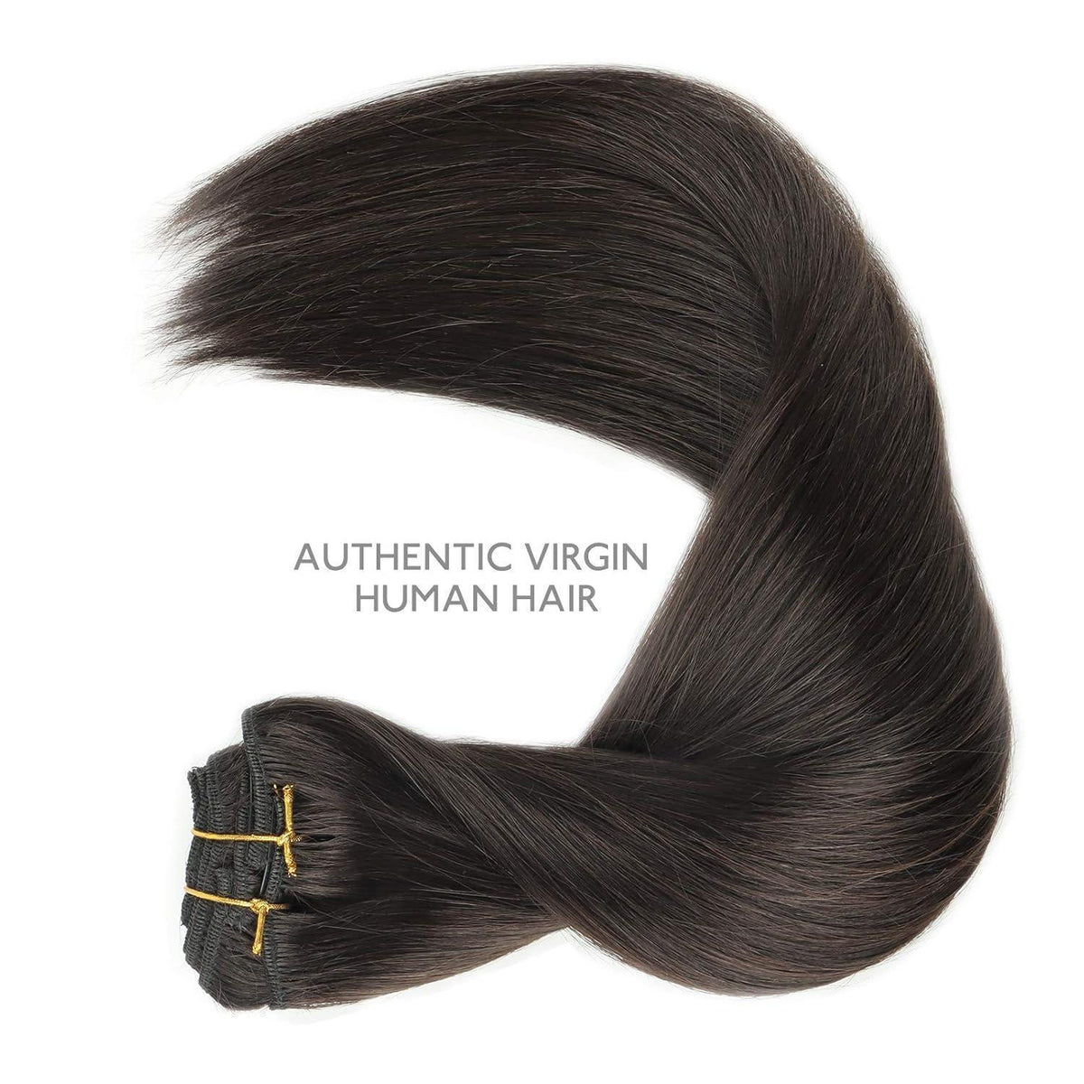 Echthaar Clip-Ins Dunkelbraun 40cm (120g)
