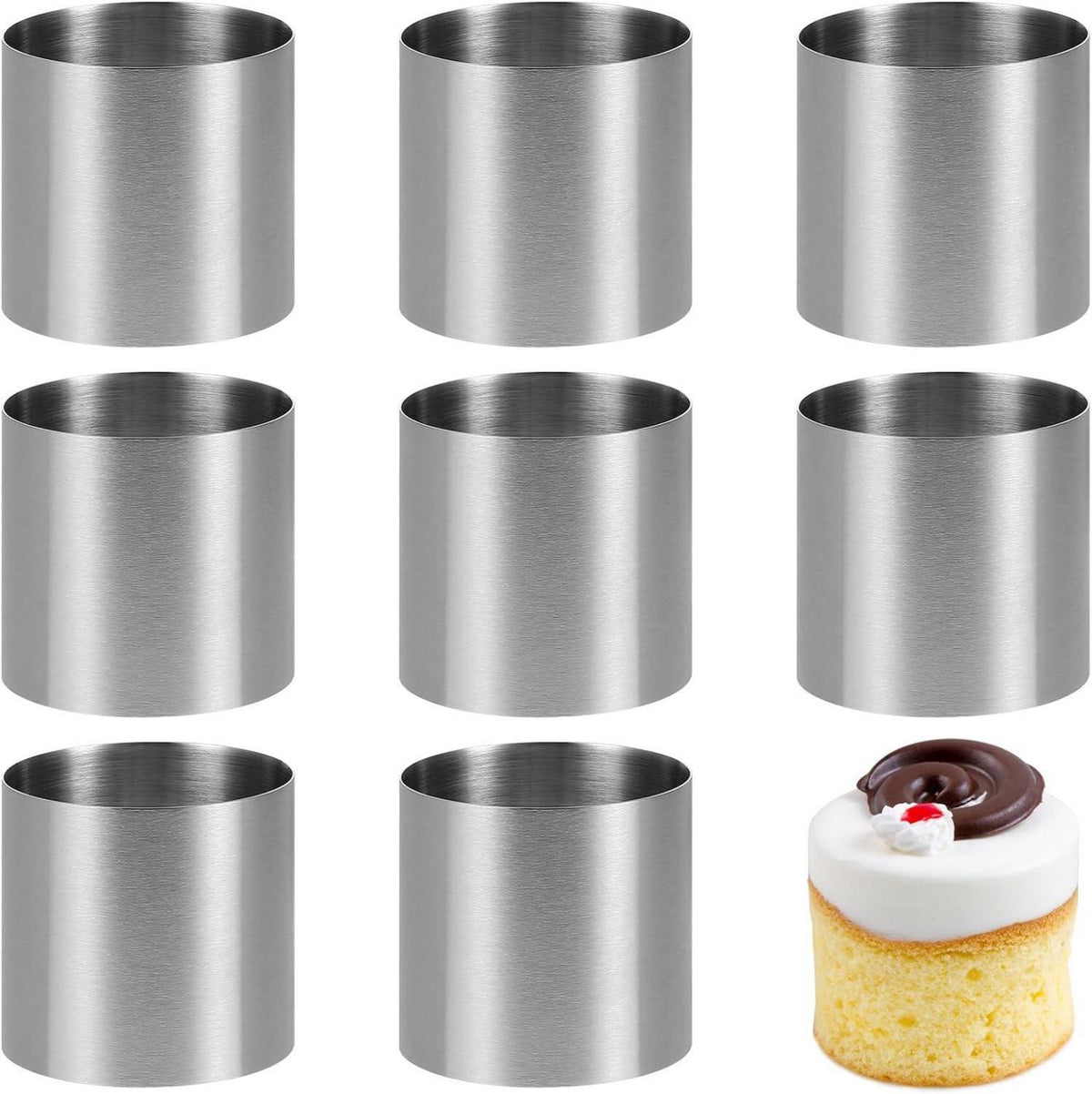 Tortenring Set Dessertringe Klein Backzubehör Kuchen 8Stück 5x5cm