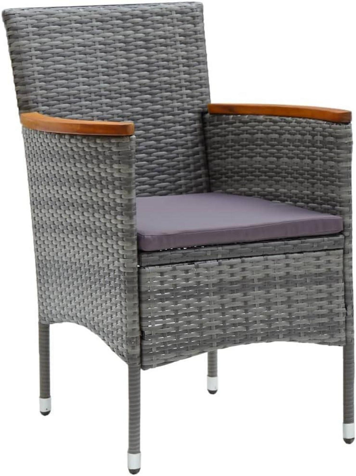 Garten Essstuhl 4er-Set Poly Rattan Grau