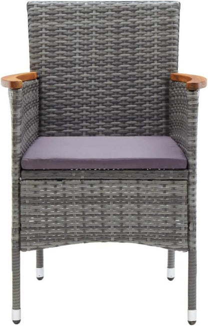 vidaXL 4er Set Gartenstühle Akazienholz Rattan Grau