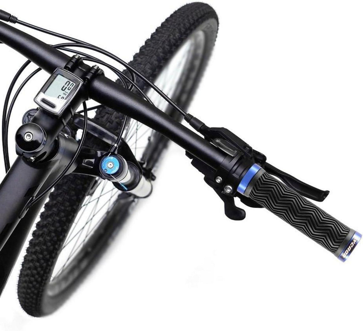 Ergonomic Fahrradgriffe mit Aluminium-Endkappen Blau, MTB