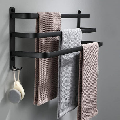 Aluminium Handtuchhalter 3-Stöckig Schwarz 30cm