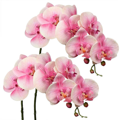 2x Kunst Orchideenzweig Rosa Real-Touch Deko Blumen