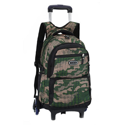 Trolley Rucksack Schultrolley 6 Räder Armeegrün für Jungen & Teenager