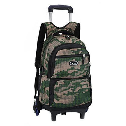 Trolley Rucksack Schultrolley 6 Räder Armeegrün für Jungen & Teenager