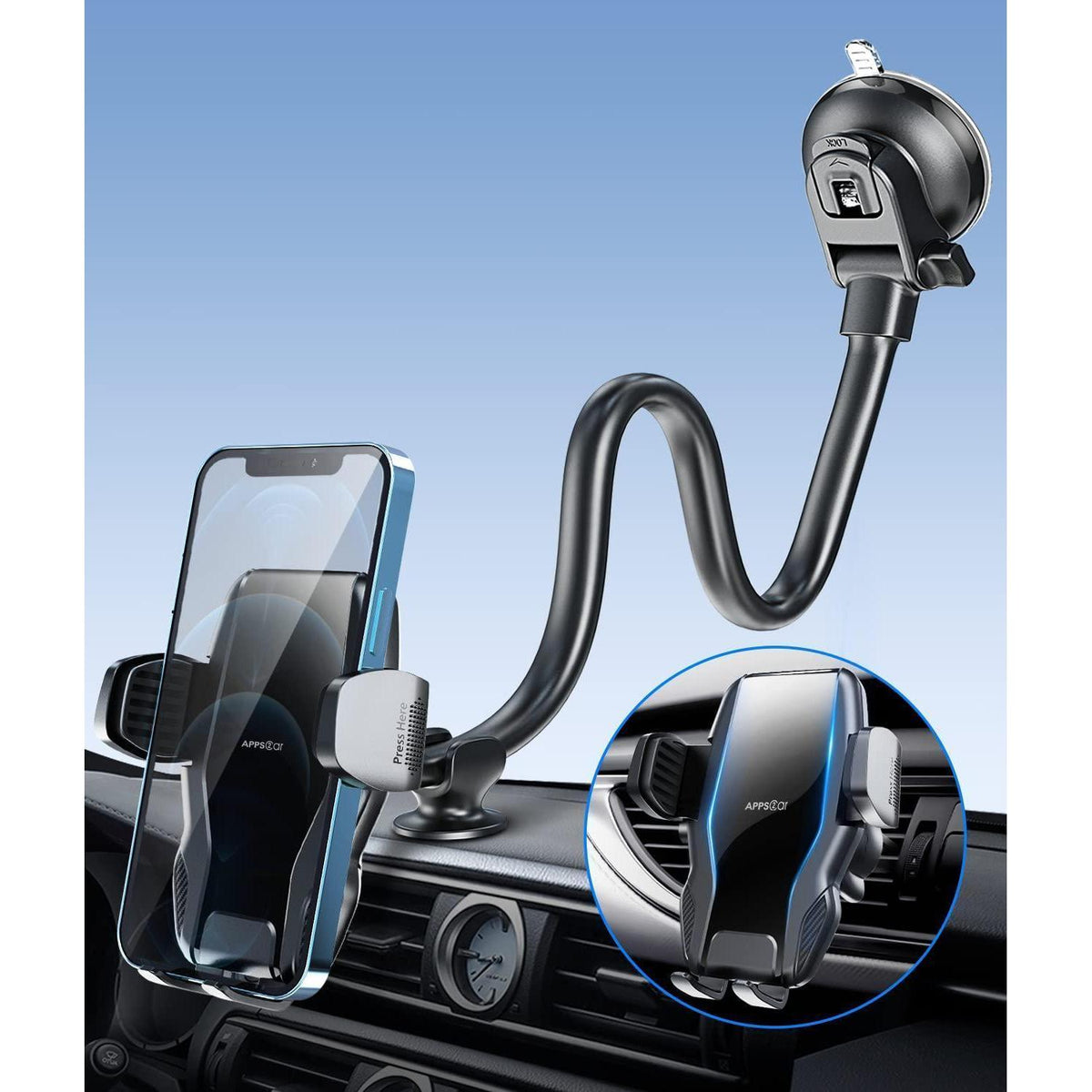 Kfz Handyhalterung Schwanenhals 360° für iPhone & Samsung