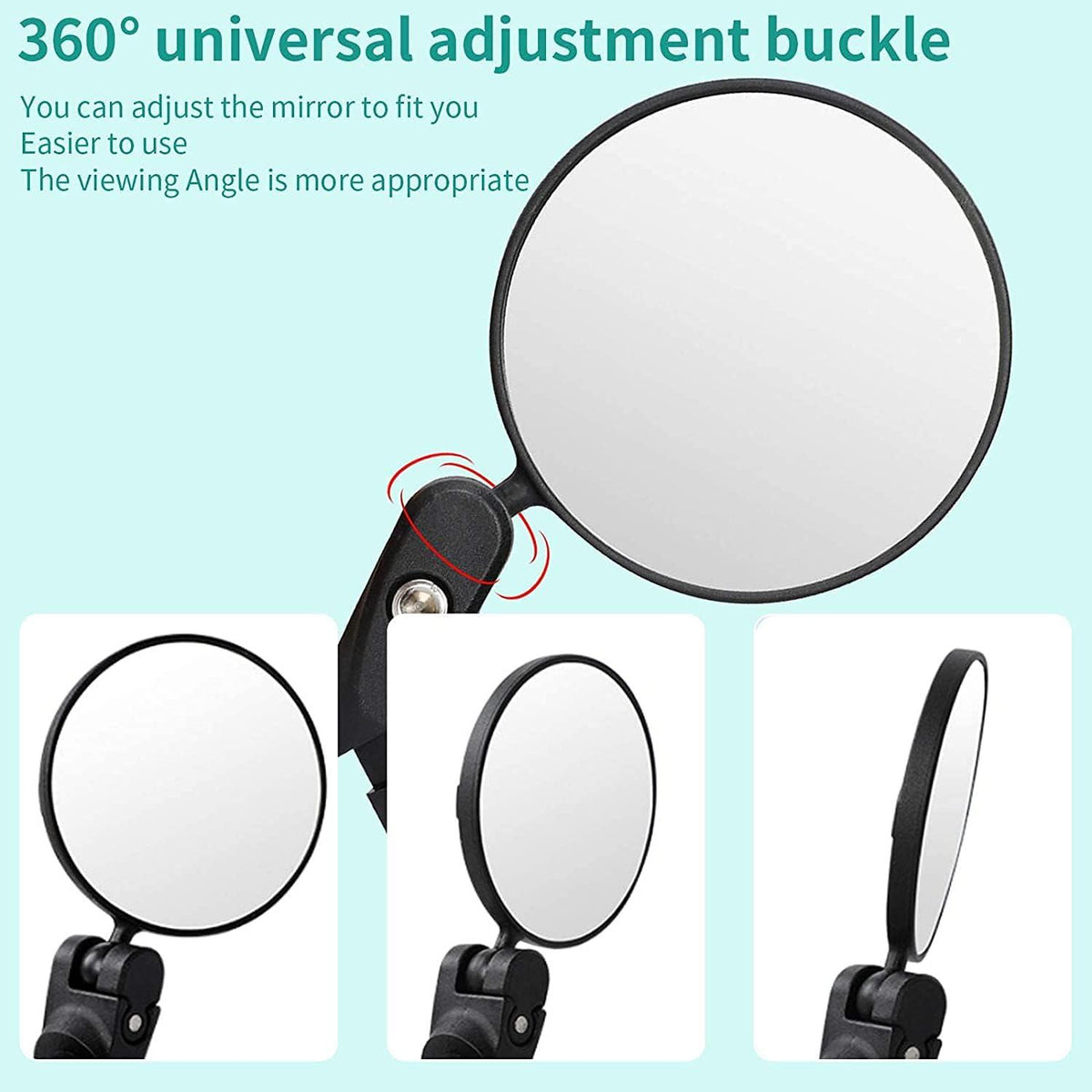 2er Set Fahrradspiegel HD 360° Drehbar Universal Lenker Spiegel für