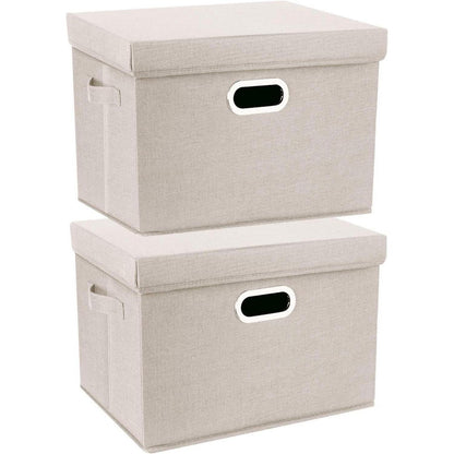 Aufbewahrungsbox mit Deckel, faltbar, waschbar, 2er-Set, Beige