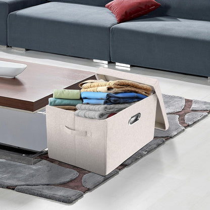 Aufbewahrungsbox mit Deckel, faltbar, waschbar, 2er-Set, Beige