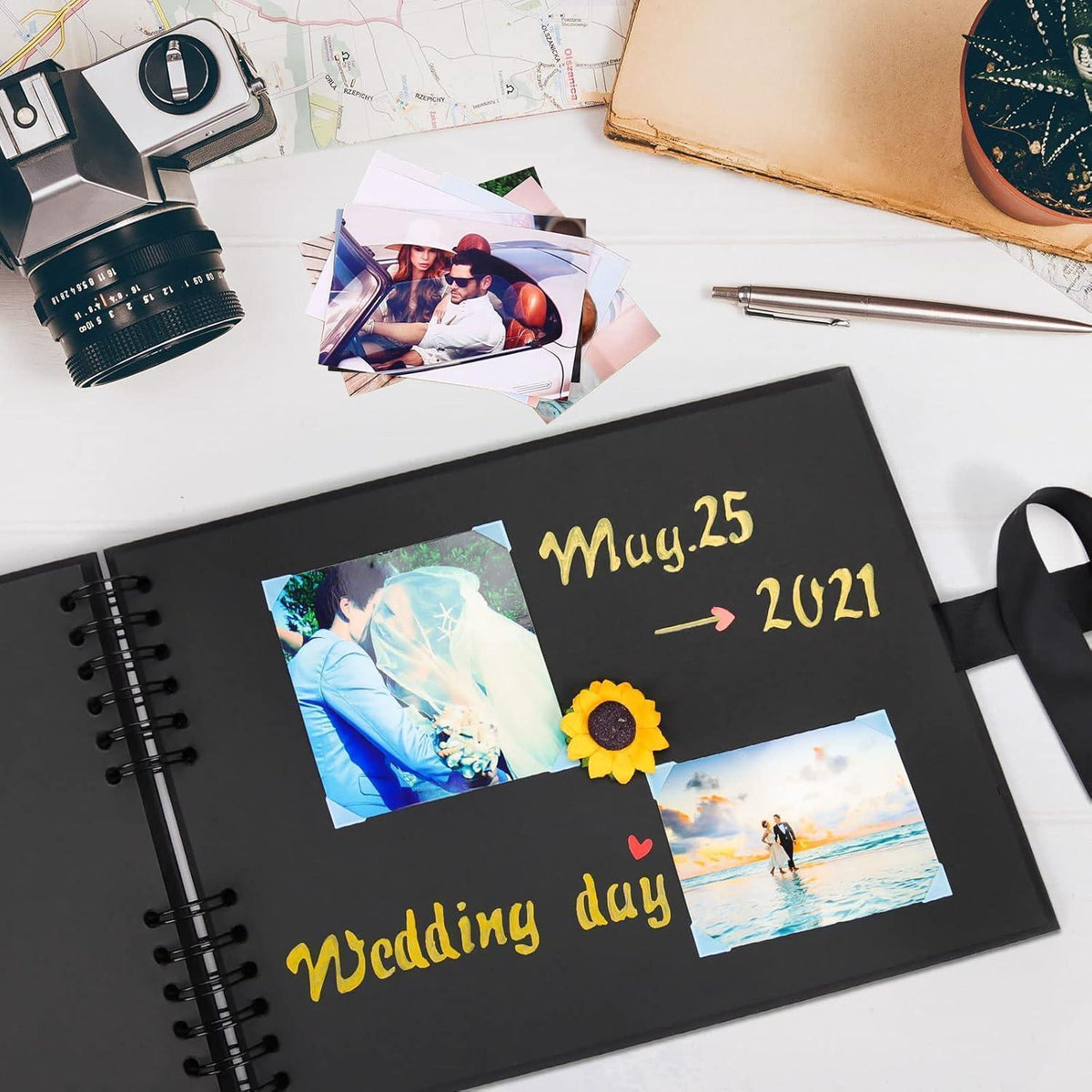 DIY Fotoalbum Rot 28,5x21 cm mit Zubehör für 160 Fotos