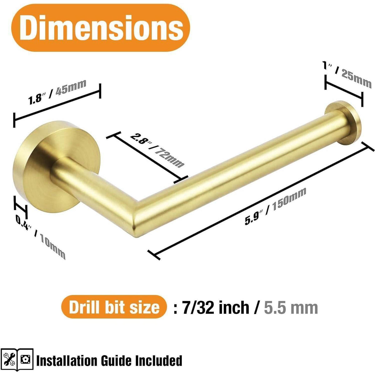 Toilettenpapierhalter Gold Gebürstet Messing Rostfrei