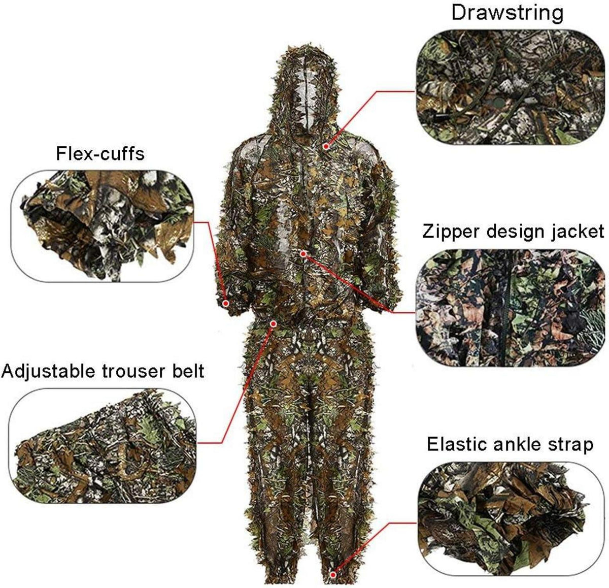 Ghillie Suit Tarnanzug Jagdbekleidung Camouflage Herren Set