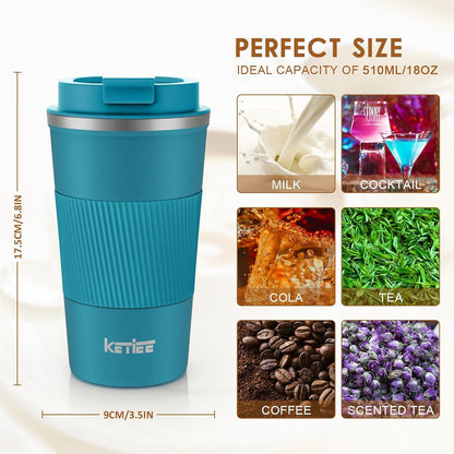 KETIEE 510ml Thermobecher Kaffee-to-go Blau auslaufsicher