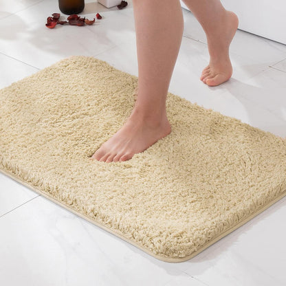 Flauschige Badematte rutschfest 50x80 cm Beige