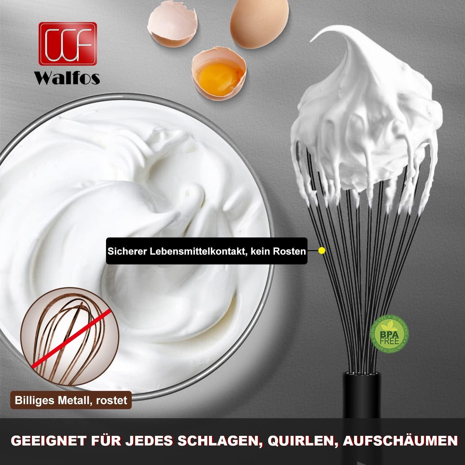 Silikon Schneebesen Küchen Rührbesen 21,5 cm Schwarz Edelstahl