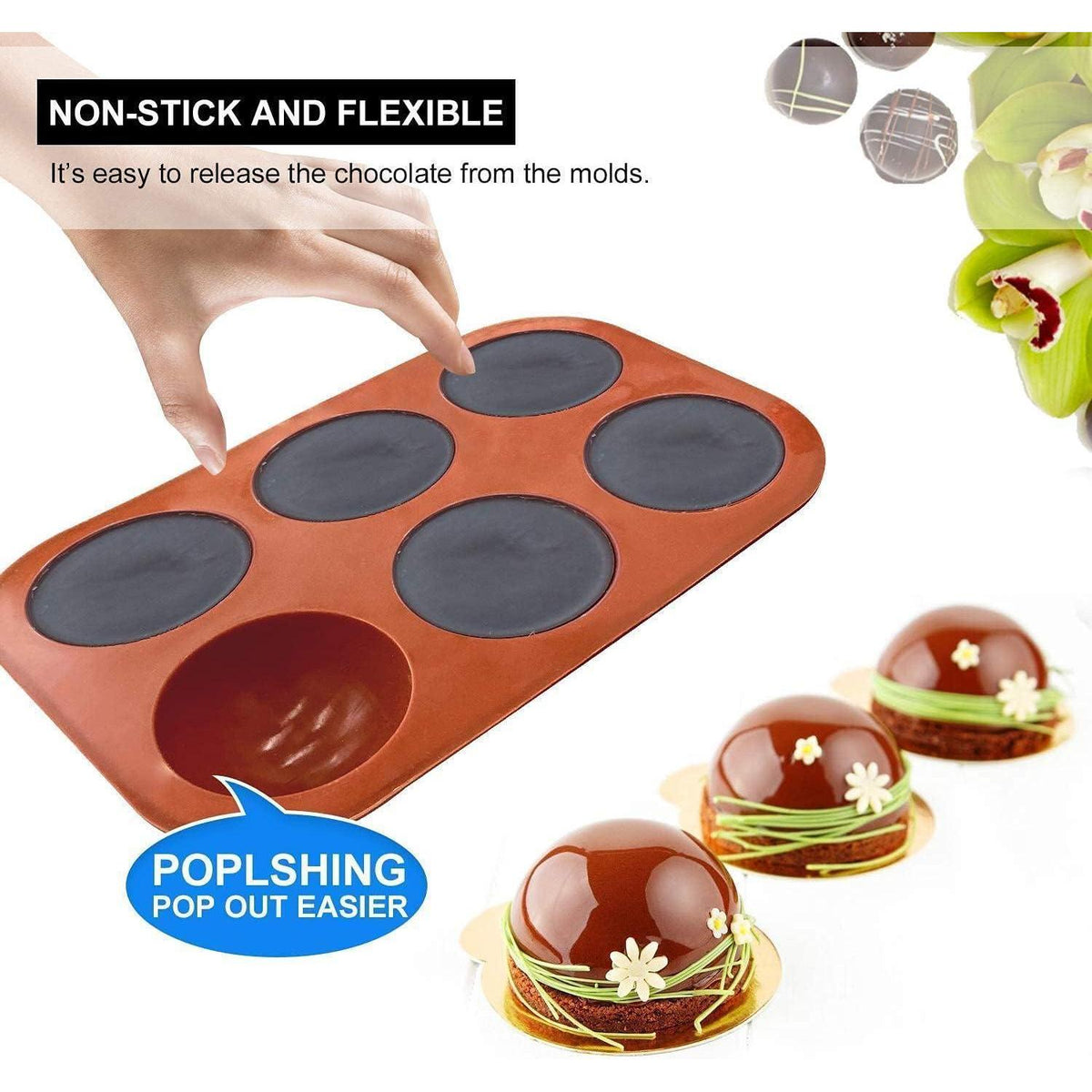 Silikonform Halbkugeln - 6er Set für Schokolade & Kuchen