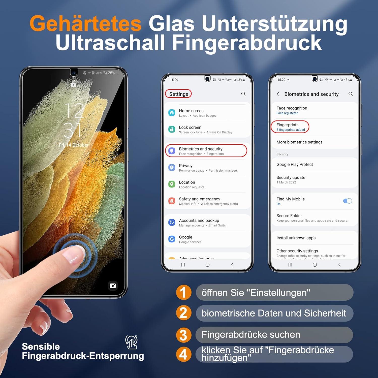 Schutzfolie für Samsung Galaxy S21 5G, Panzer Schutzglas und
