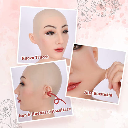 Silikonmaske Damen Kopf für Cosplay & Halloween