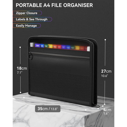 Dokumentenmappe 13 Fächer Regenbogen Akkordeon Organizer A4