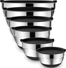 Rührschüsseln mit luftdichten Deckeln, Edelstahl-Metallschalen Chef