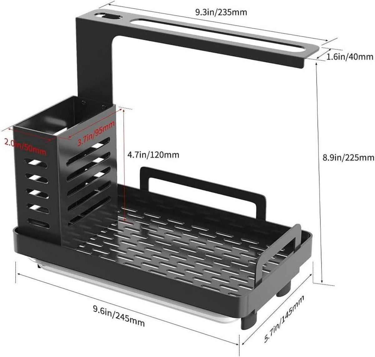 Spülbecken Caddy Organizer Edelstahl Schwarz für Küche