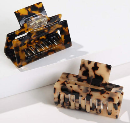 2er Set Haarklammer Damen Mittelgroß Leopard Druck Haarkrallen Clips