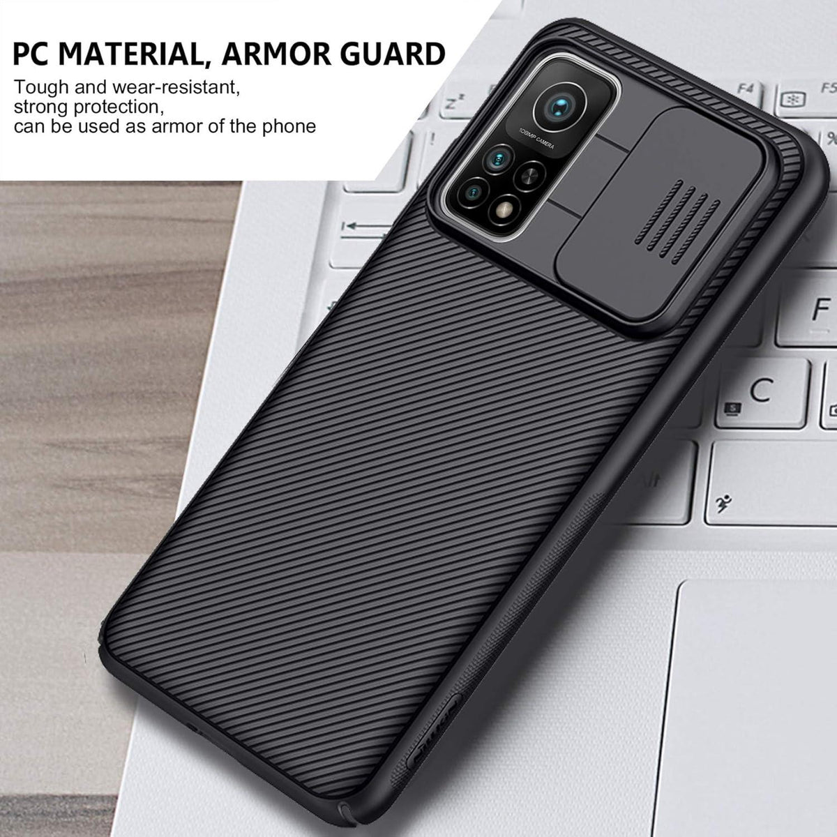 Schwarze Hülle für Xiaomi Mi 10T Pro 5G - Kamera Schutz mit Slide Camera Cover