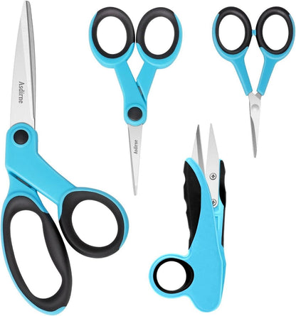 Präzisions-Stoffschere Set 4-teilig Edelstahlklinge Blau/Schwarz