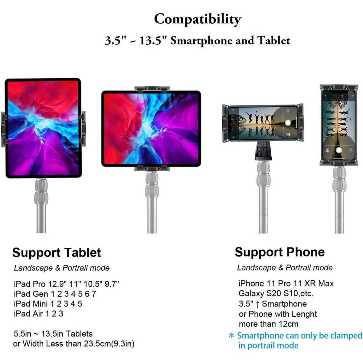 iPad Stativadapter 360° Drehbar – Universal Tablet Halter für iPad & Co.