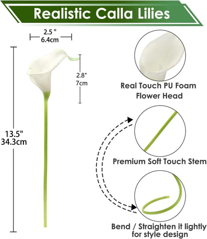 Künstliche Calla Lily 10er Set Kunstblumen weiß für Hochzeit