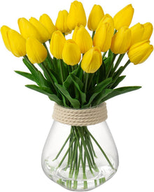 20 Stück Künstliche Gelbe Real-Touch Tulpen für Dekoration