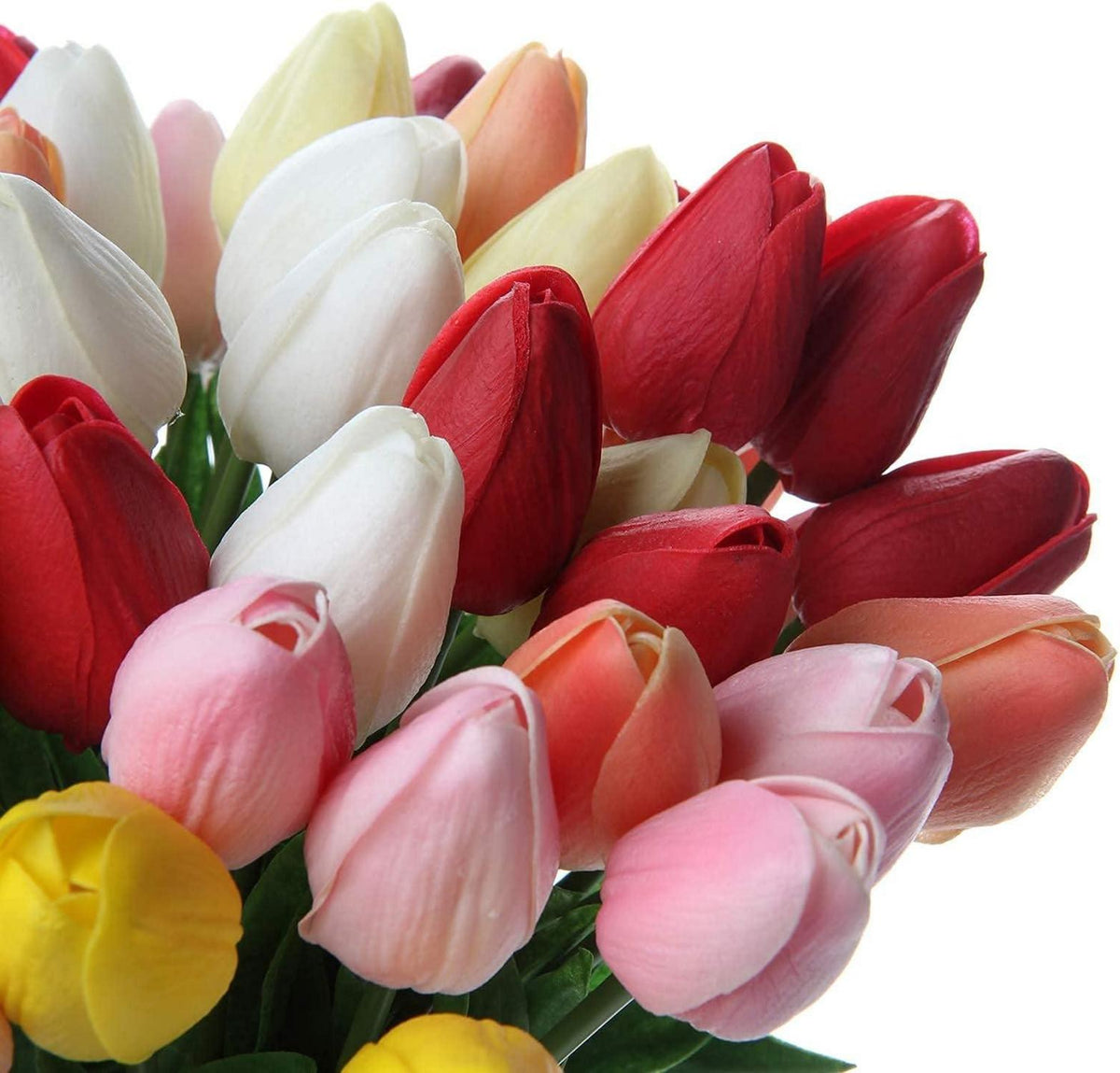 20 Stück Künstliche Tulpen Blumenstrauß Latex Real-Touch Gelb