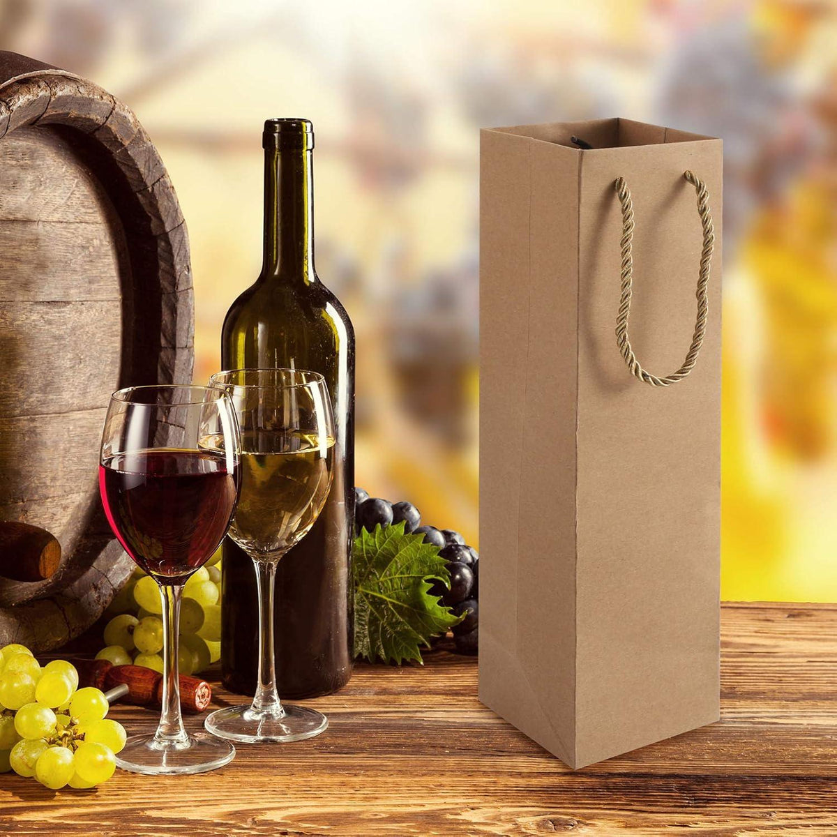 12er Pack Geschenktüten Wein Champagner Weihnachten Hochzeit Braun