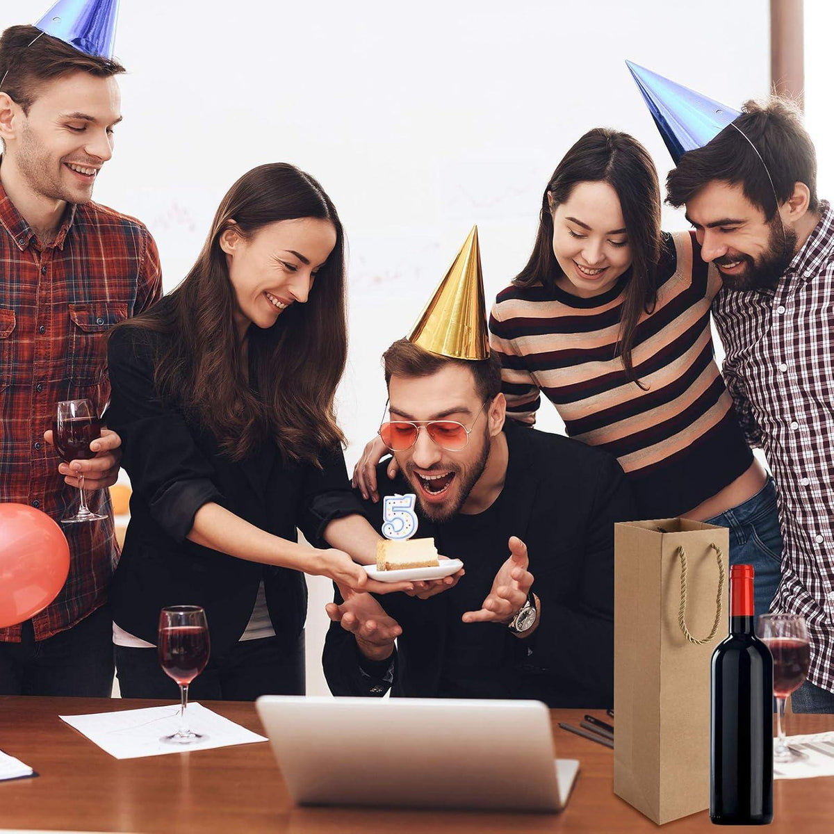 12er Pack Geschenktüten Wein Champagner Weihnachten Hochzeit Braun
