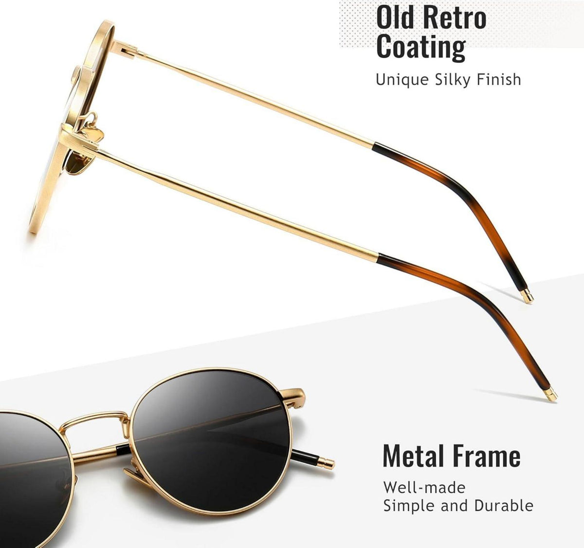 Polarisierte Vintage Sonnenbrille für Damen und Herren UV400 Schutz