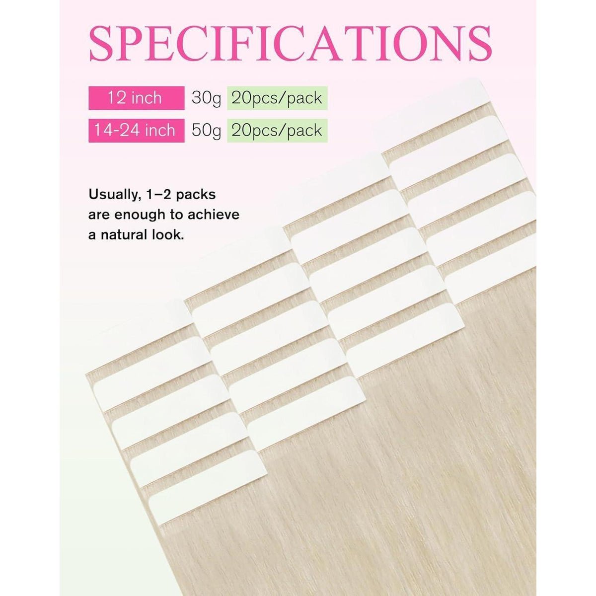 Echthaar Tape Extensions Blond 50cm #60A