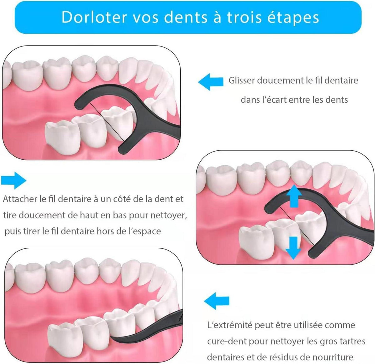 Zahnseide Dental Floss Aktivkohle Sticks Minze 200Stk Etui - Geschenk