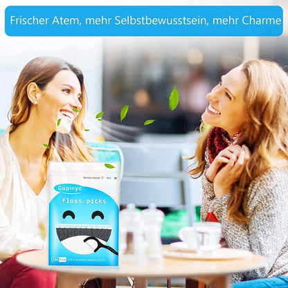 Zahnseide Dental Floss Aktivkohle Sticks Minze 200Stk Etui - Geschenk