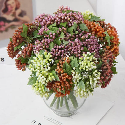 Künstliche Viburnum Beeren Zweige 5er Set orange 30cm Kunstblumen