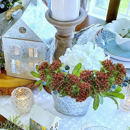 Künstliche Viburnum Beeren Zweig 5er Set 30cm Kunstblumen Weihnachten Deko Rot