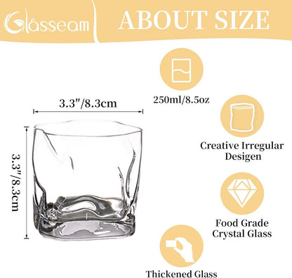 Whiskyglas Set 6 Unregelmäßige Falten Scotch 250ml Bourbon rum