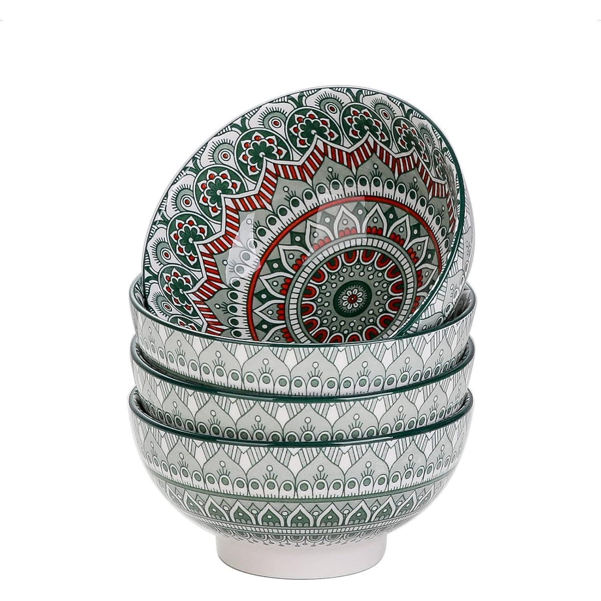 Müslischalen 4er Set Porzellan Grün, 650ml, Böhmischer Stil