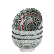 Müslischalen 4er Set Porzellan Grün, 650ml, Böhmischer Stil