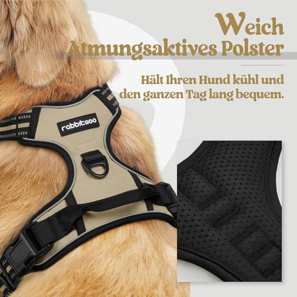 Hundegeschirr Anti-Zug mit Griff, verstellbar, Kaki M
