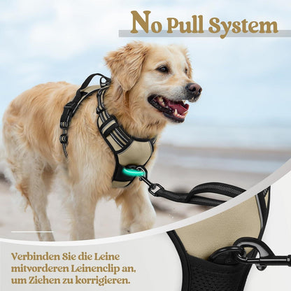 Hundegeschirr Anti-Zug mit Griff, verstellbar, Kaki M